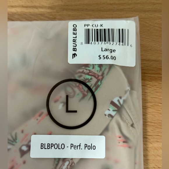 BURLEBO Performance Polo Cowboy Up Khaki Sz Large NWT - Picture 3 of 4